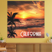 CUSTOM CALIFORNIA SUNSET BEACH NATUUR BEAUTY CANVAS AFDRUK (Insitu (Woonkamer))