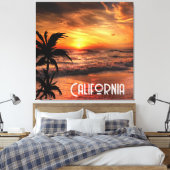 CUSTOM CALIFORNIA SUNSET BEACH NATUUR BEAUTY CANVAS AFDRUK (Insitu (Slaapkamer))