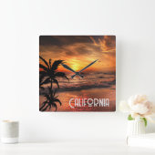 CUSTOM CALIFORNIA SUNSET BEACH NATUUR BEAUTY VIERKANTE KLOK (Huis)