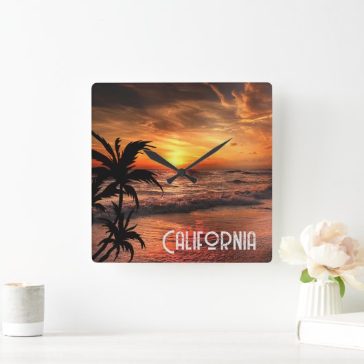 CUSTOM CALIFORNIA SUNSET BEACH NATUUR BEAUTY VIERKANTE KLOK (Huis)
