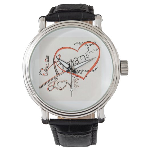 custom calligraphy art horloge (Voorkant)
