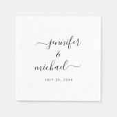 Custom Calligraphy Script Black and White Wedding Servet (Voorkant)