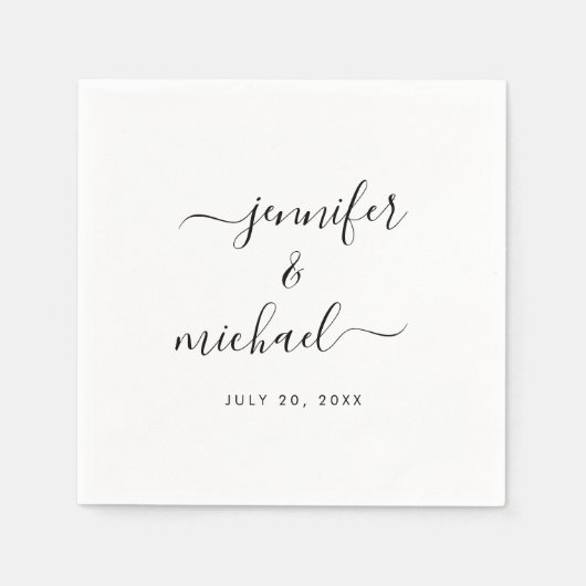 Custom Calligraphy Script Black and White Wedding Servet (Voorkant)