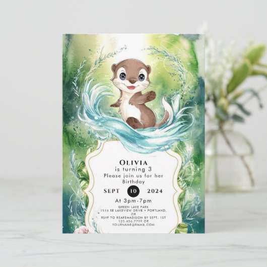 Custom Calm Otter Verjaardag Kaart (Staand voorkant)