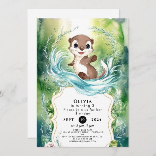 Custom Calm Otter Verjaardag Kaart (Voorkant / Achterkant)