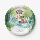 Custom Calm Otter Verjaardag Papieren Bordje (Voorkant)