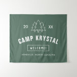 Custom Camp Bachelorette Party Achtergrond Tapestr Wandkleed<br><div class="desc">Maak van uw vrijgezellenfeest een onvergetelijk outdoor avontuur met ons Camp Bachelorette Party Backdrop Tapestry. Gemaakt met de perfecte mix van rustieke charme en wildernis-geïnspireerd ontwerp, dit wandtapijt zet de scène voor een ongelooflijke kamp-thema viering. Of u nu een glamping uitje plant, een bergretraite of een gezellige huttenbijeenkomst, ons wandtapijt...</div>