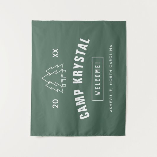 Custom Camp Bachelorette Party Achtergrond Tapestr Wandkleed (Voorkant)