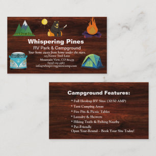 Custom Camp Contact Kaart voor Outdoor Retreats Visitekaartje