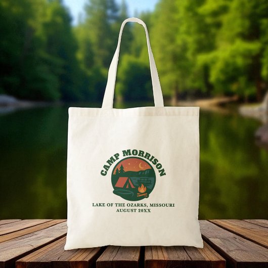 Custom Camp Lake Bachelorette Trip Groen Tote Bag