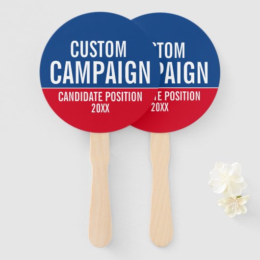 Custom Campaign Gear - Basic Red Blue Parade Handwaaier (Voorkant en achterkant)