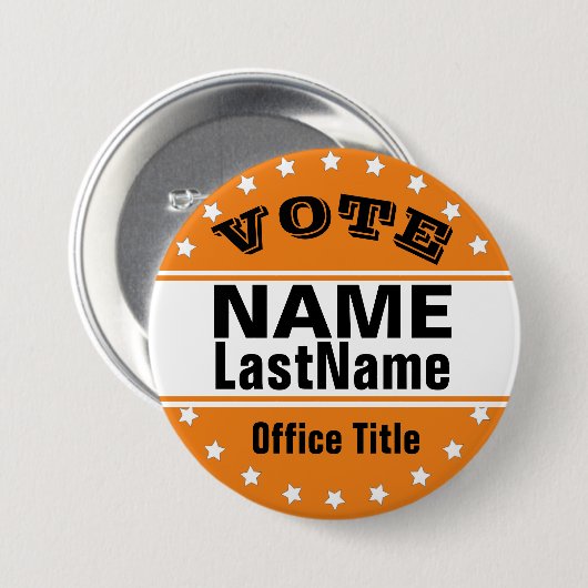 Custom Campaign Sjabloon Zwart / Sinaasappel Ronde Button 7,6 Cm (Voorkant /achterkant)