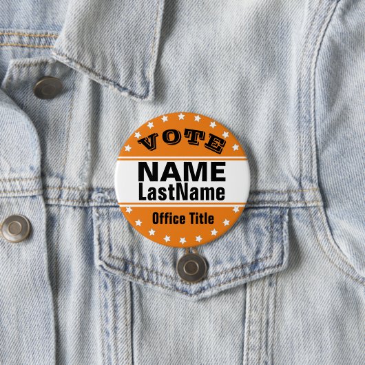 Custom Campaign Sjabloon Zwart / Sinaasappel Ronde Button 7,6 Cm (In situ)