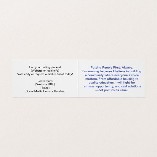 Custom Campaign Template Business Card Visitekaartje (Binnenkant ongevouwen)