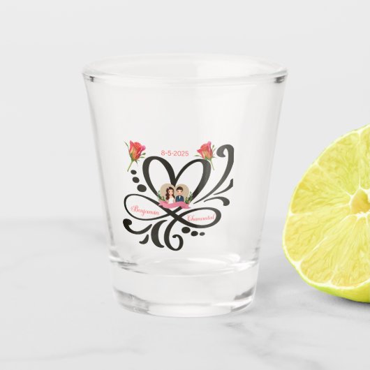 Custom Can Cooler, Wedding Favor, Anniversary Gift Shot Glas (Voorkant)