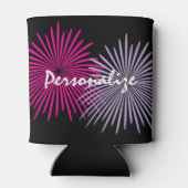 Custom can cooler with pink fireworks design (Achterkant)