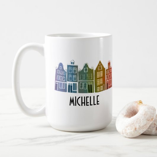 CUSTOM Canal House Rainbow Amsterdam Nederland Koffiemok (Met donut)