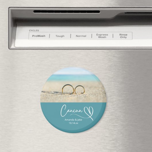 Custom Cancun Destination Beach Wedding Magneet (Insitu (Vaatwasser))