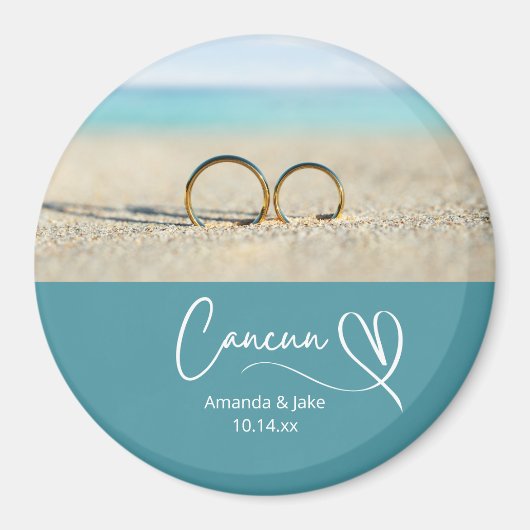 Custom Cancun Destination Beach Wedding Magneet (Voorkant)