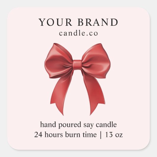 "Custom Candle Business Logo Sticker with Bow (Voorkant)