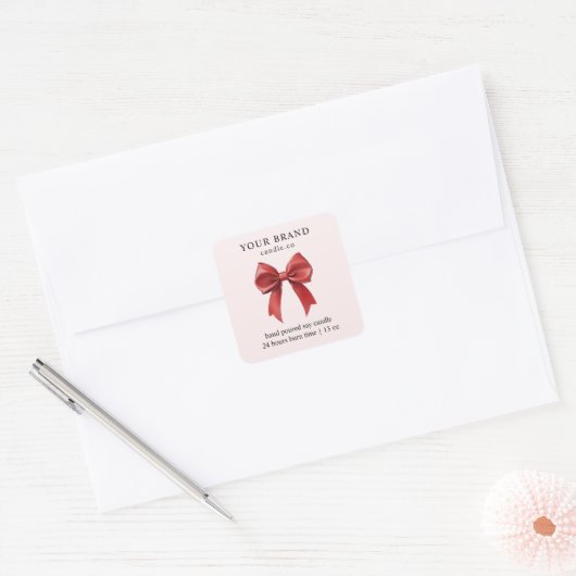 "Custom Candle Business Logo Sticker with Bow (Envelop)
