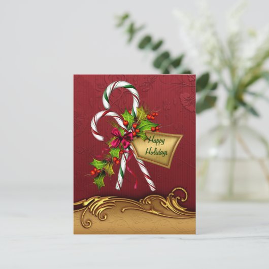 Custom Candy Cane Christmas Briefkaart (Staand voorkant)