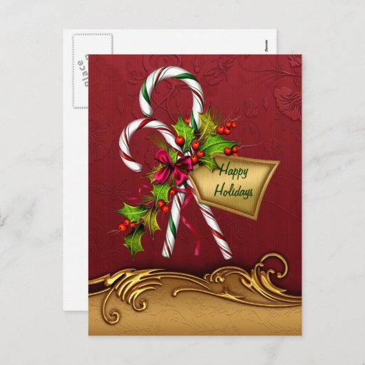 Custom Candy Cane Christmas Briefkaart (Voorkant / Achterkant)