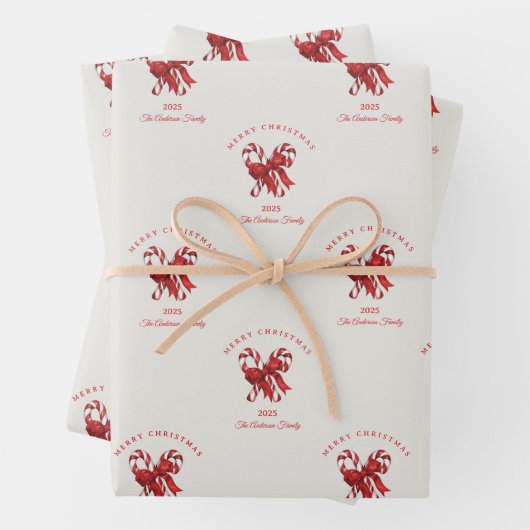 Custom candy cane Christmas red gift Inpakpapier Vel (In situ)