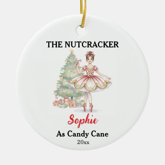 Custom Candy Cane Nutcracker Photo Christmas Keramisch Ornament (Voorkant)