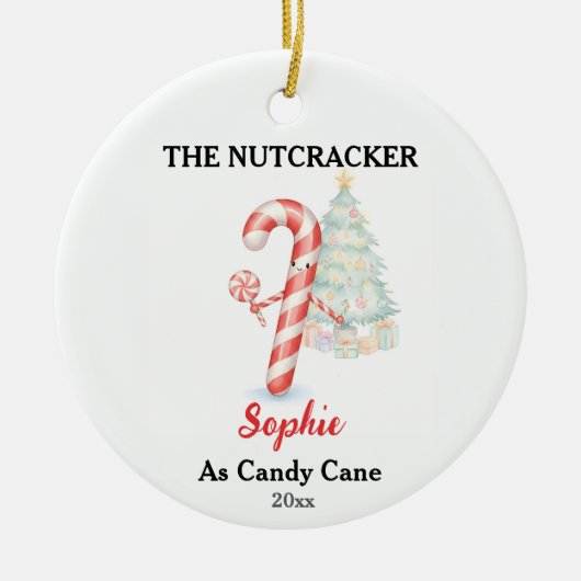 Custom Candy Cane Nutcracker Photo Christmas Keramisch Ornament (Voorkant)