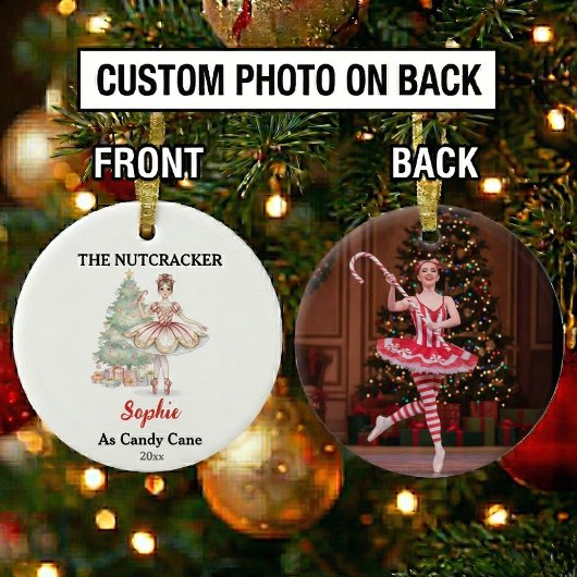 Custom Candy Cane Nutcracker Photo Christmas Keramisch Ornament