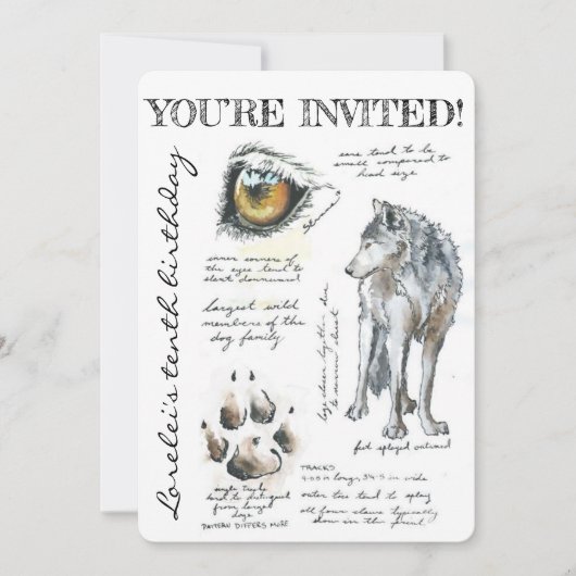 Custom Canis Lupus Wolf Illustratie Uitnodiging (Voorkant)