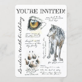 Custom Canis Lupus Wolf Illustratie Uitnodiging