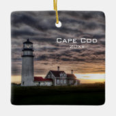 Custom Cape Cod Lighthouse Travel 2 Foto Modern Keramisch Ornament (Voorkant)