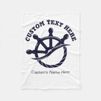 Custom Captain Boat Nautical Gift Fleece Deken