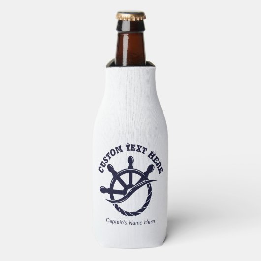 Custom Captain Boat Nautical Gift Flesjeskoeler (Fles Voorkant)