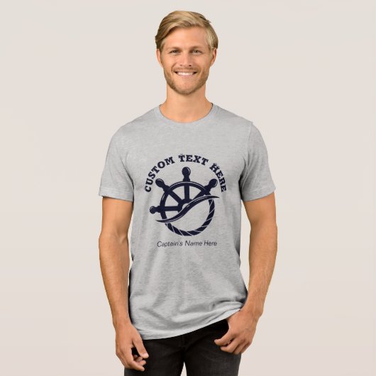 Custom Captain Boat Nautical Gift Tri-Blend Shirt (Voorkant volledig)