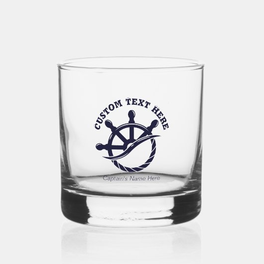 Custom Captain Boat Nautical Gift Whisky Glas (Achterkant)