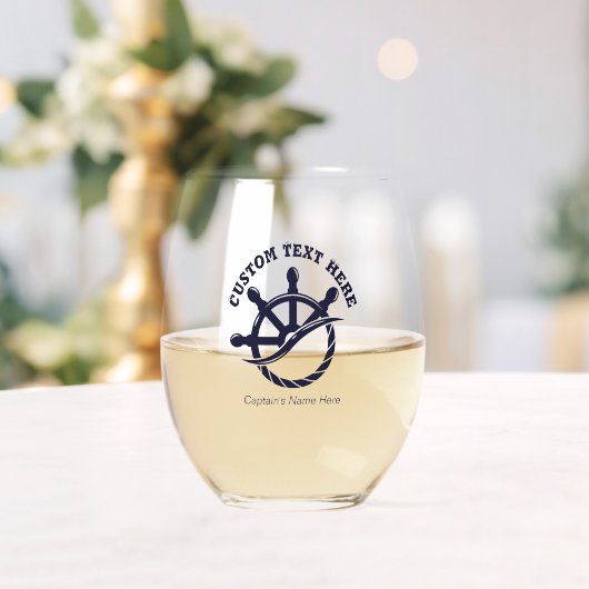 Custom Captain Boat Nautical Gift Wijnglas Zonder Voet (Insitu (Huwelijk))
