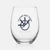 Custom Captain Boat Nautical Gift Wijnglas Zonder Voet (Voorkant)