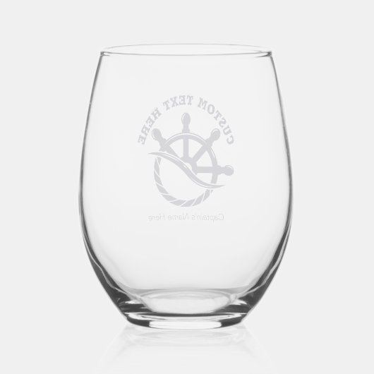 Custom Captain Boat Nautical Gift Wijnglas Zonder Voet (Achterkant)