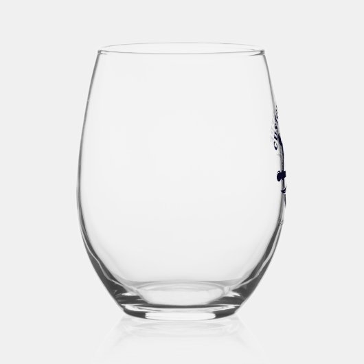 Custom Captain Boat Nautical Gift Wijnglas Zonder Voet (Rechts)