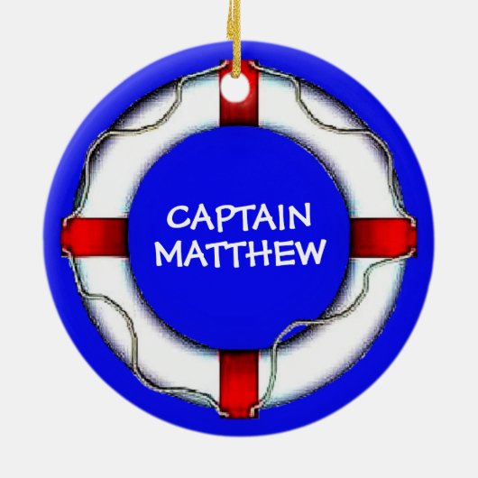 Custom Captain Lifesaver Keramisch Ornament (Achterkant)