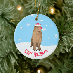 Custom Capy Feestdagen Grappig Cute Capybara Pun Keramisch Ornament