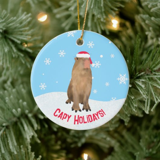 Custom Capy Feestdagen Grappig Cute Capybara Pun Keramisch Ornament (Boom)
