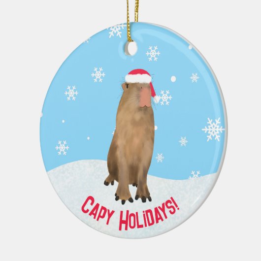 Custom Capy Feestdagen Grappig Cute Capybara Pun Keramisch Ornament (Links)