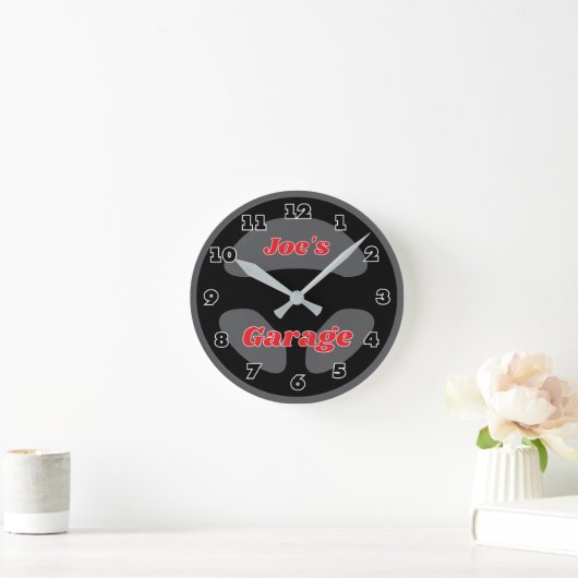 Custom car steering wheel garage wall clock design ronde klok (Huis)