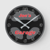 Custom car steering wheel garage wall clock design ronde klok (Voorkant)