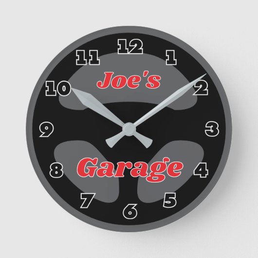 Custom car steering wheel garage wall clock design ronde klok (Voorkant)
