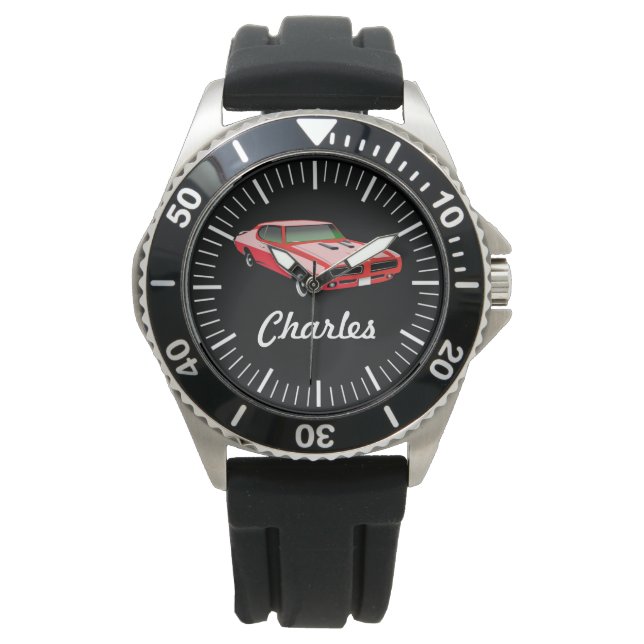 Custom Car Watch - Muscle Car Red Horloge (Voorkant)